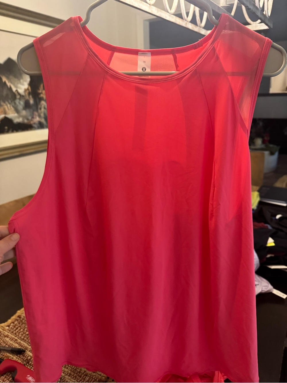 lululemon athletica Bright Pink Sleeveless Mesh-Yoke Tank
